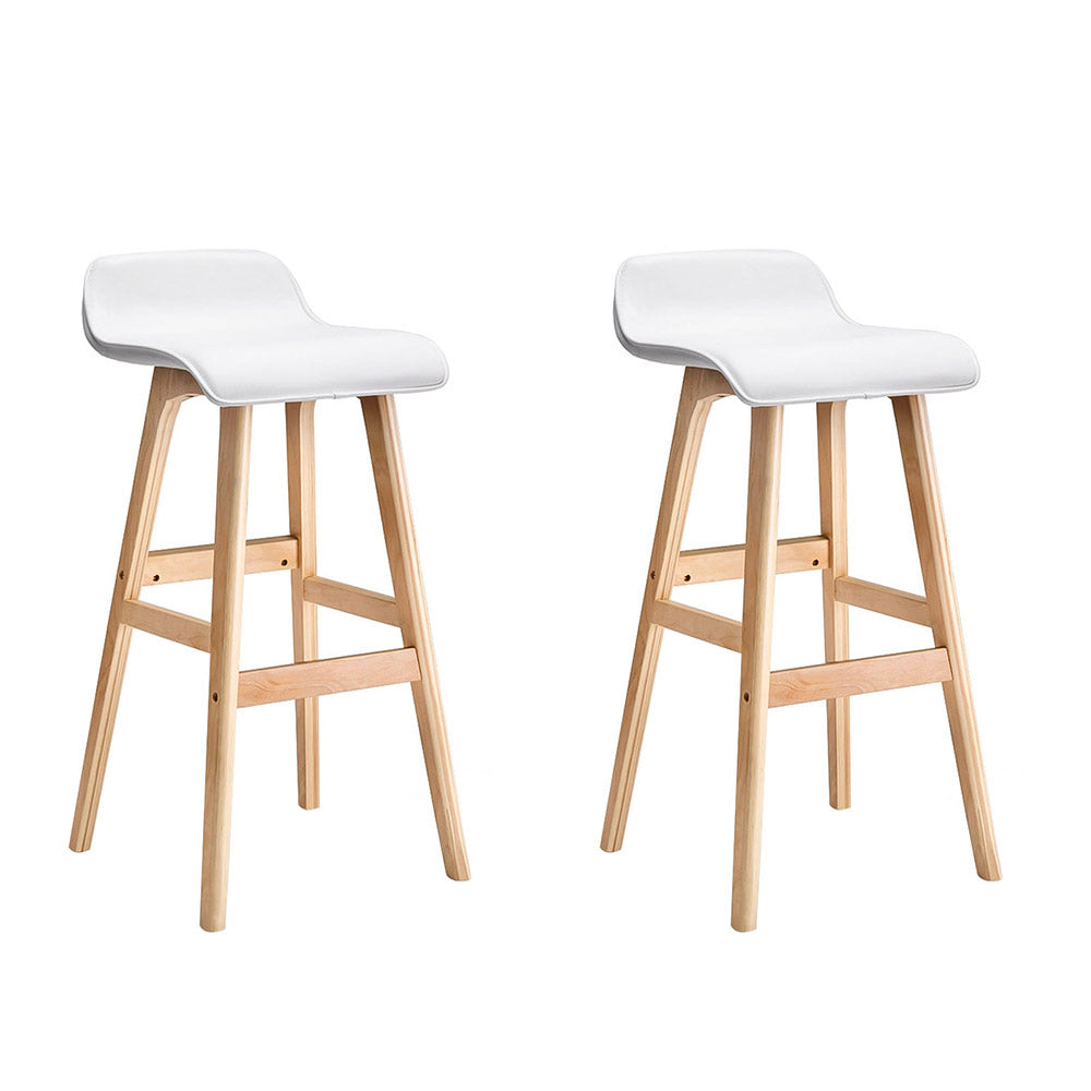 Wooden Bar Stools - White x 2