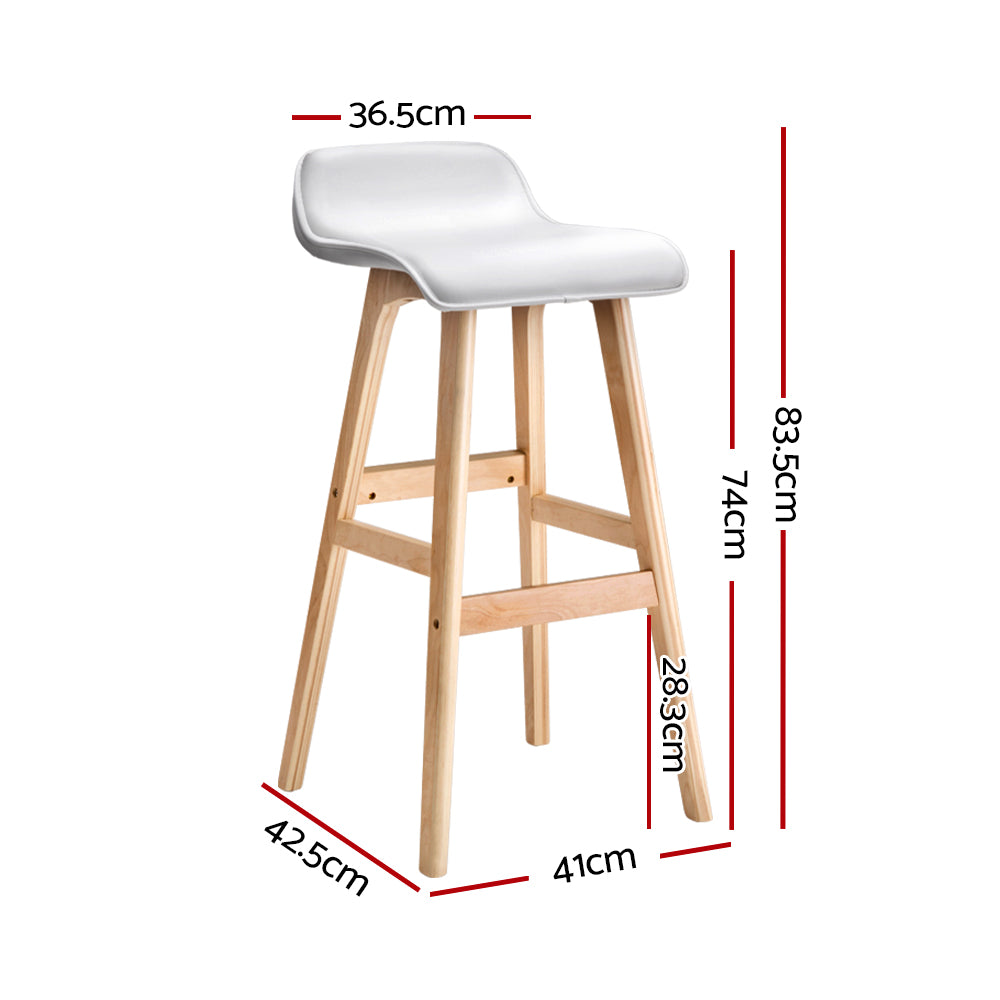 Wooden Bar Stools White - 4 x Stools