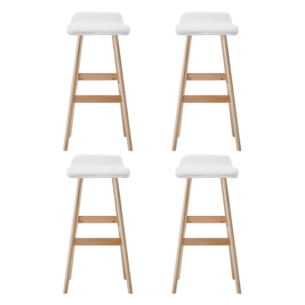 Wooden Bar Stools White - 4 x Stools