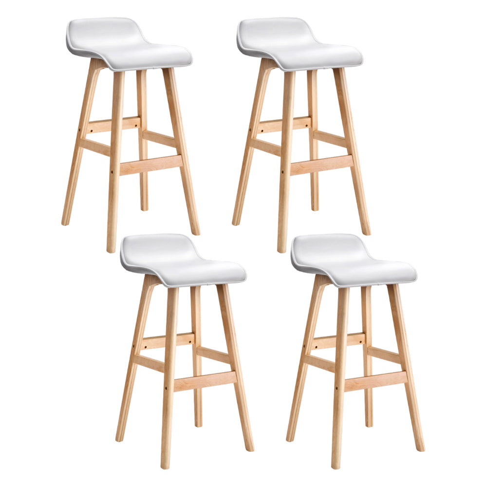 Wooden Bar Stools White - 4 x Stools