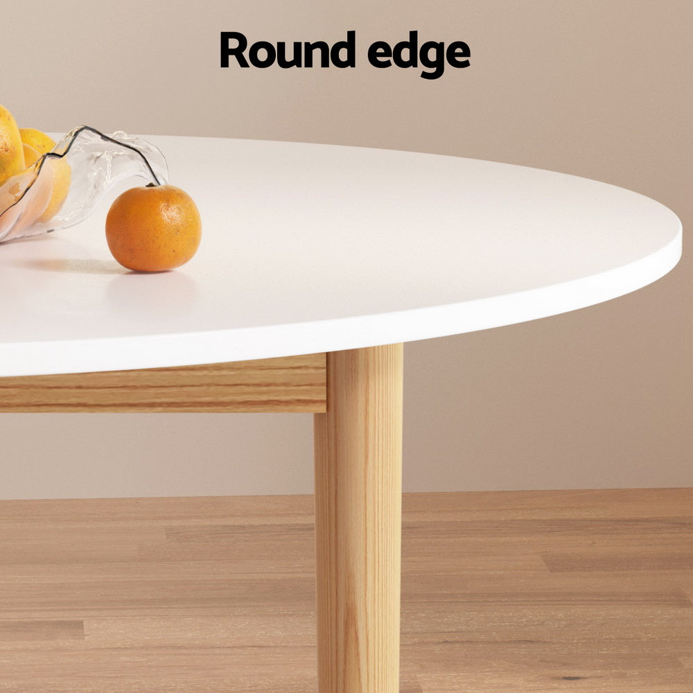 Round Dining Table and Wishbone Dining Chair Wooden Rattan x 4
