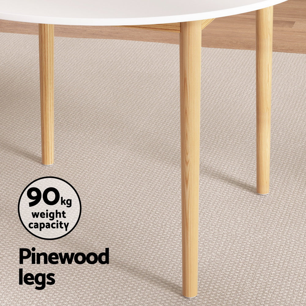 Round Dining Table and Wishbone Dining Chair Wooden Rattan x 4