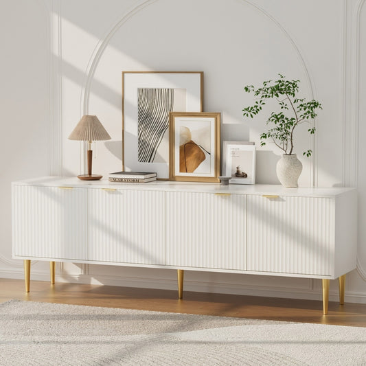 White TV Cabinet Entertainment Unit - 180CM