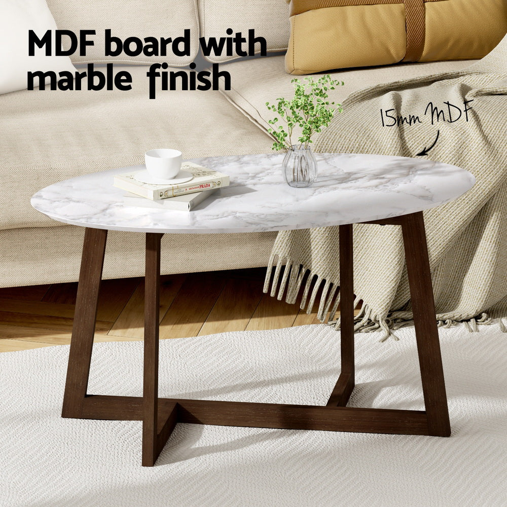 Oval Marble Effect Coffee Table