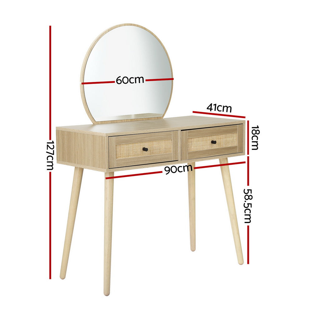 Frances Dressing Table & Mirror - Rattan