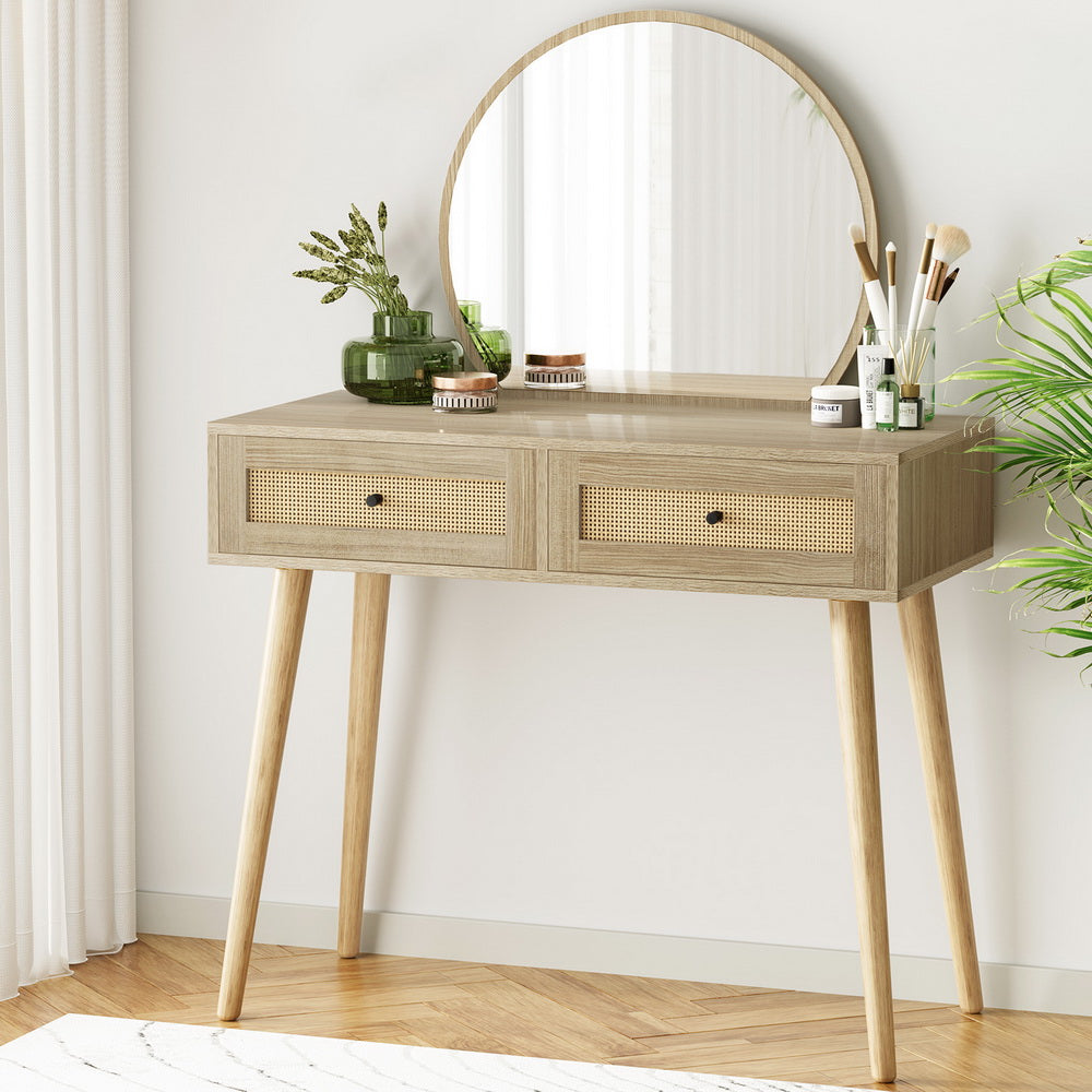 Frances Dressing Table & Mirror - Rattan