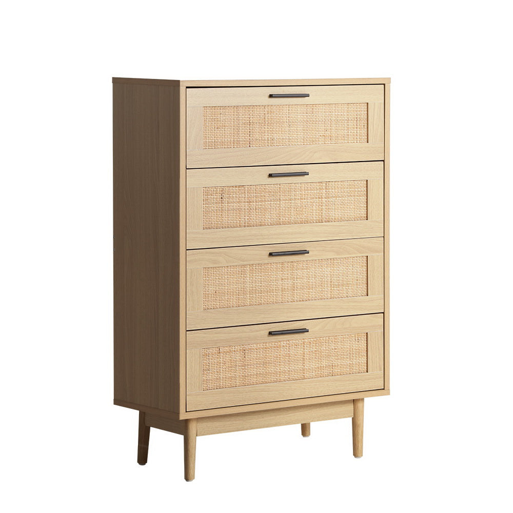 Briony Chest of Drawers - Rattan Tallboy - Pine