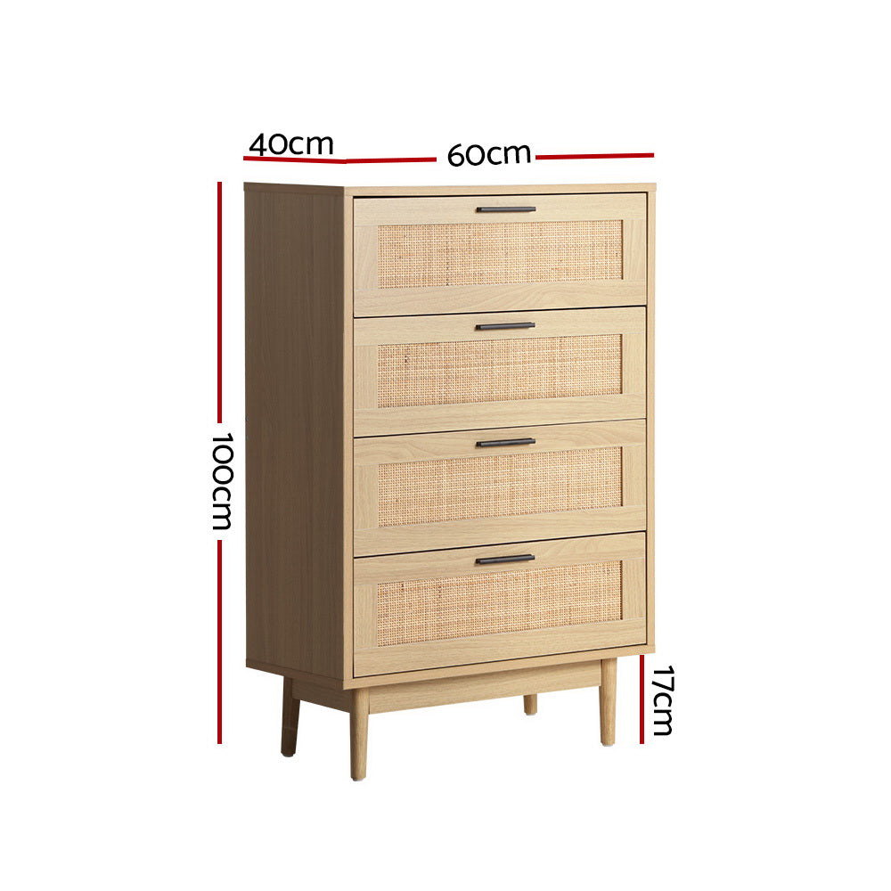Briony Chest of Drawers - Rattan Tallboy - Pine
