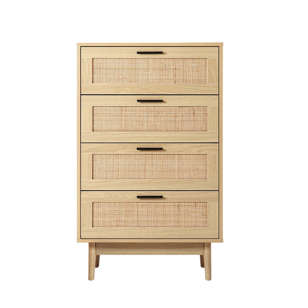 Briony Chest of Drawers - Rattan Tallboy - Pine