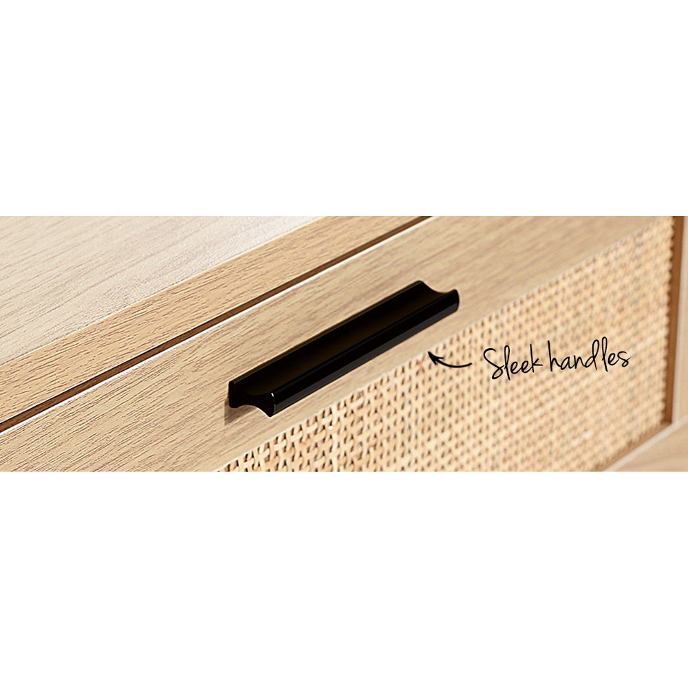 Briony Chest of Drawers - Rattan Tallboy - Pine