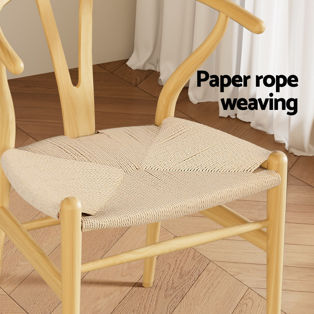 Wishbone Dining Chair Wooden Rattan - Set of 1