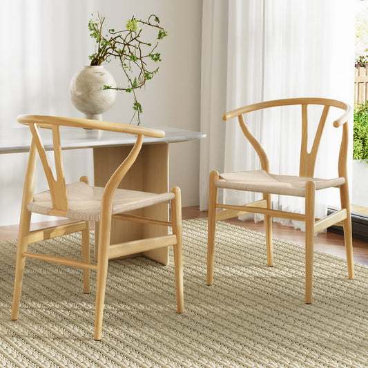Wishbone Rattan Dining Chairs - Set of 2