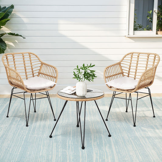 Gardeon Bistro Set - 3 Piece Natural