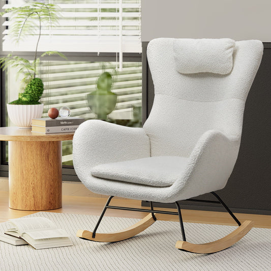 Boucle Nursery Rocking Chair - White
