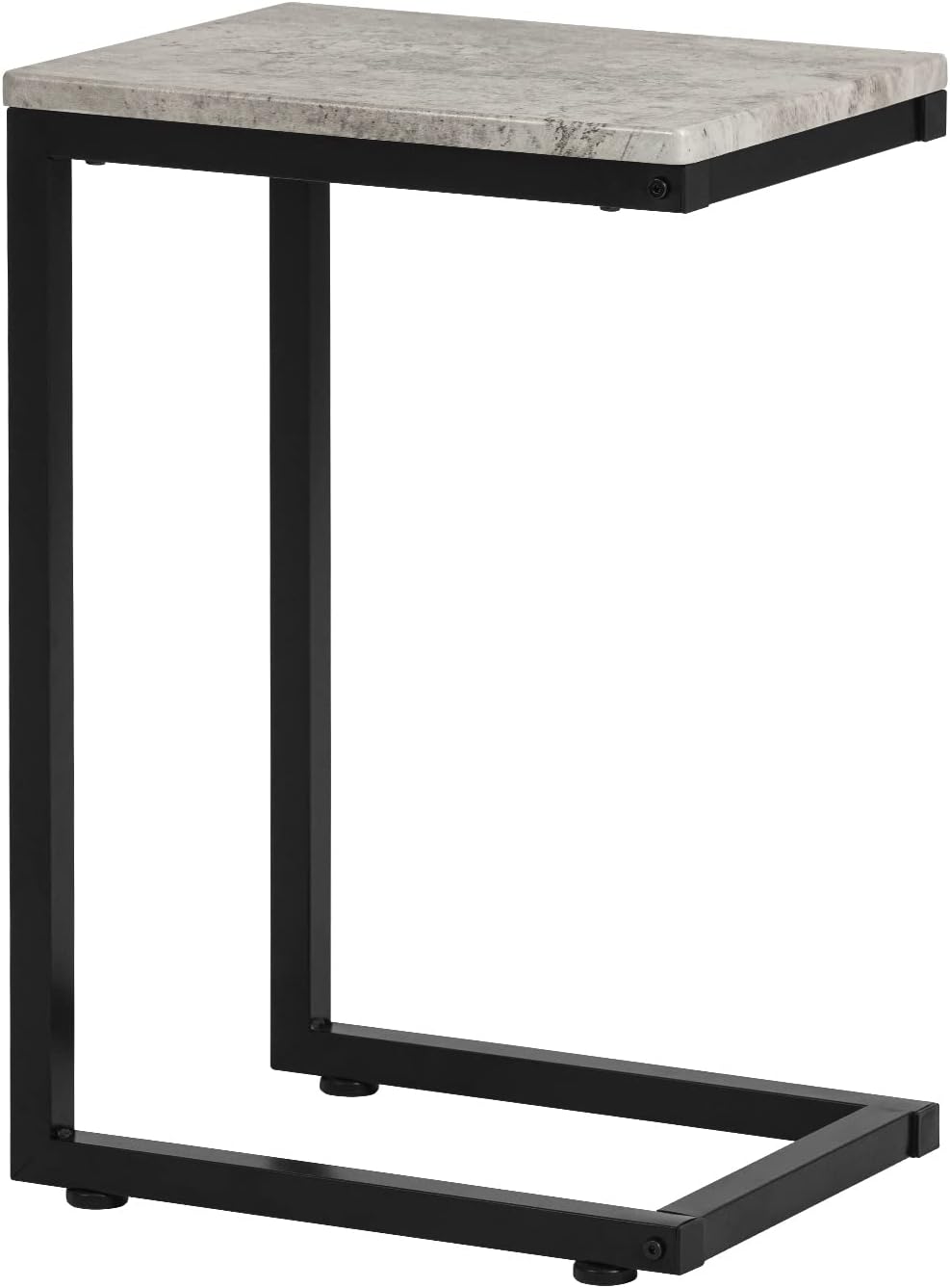 Marble Effect Sofa Side Table - Grey/Black