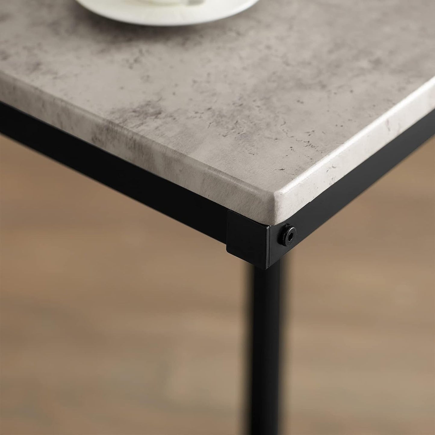 Marble Effect Sofa Side Table - Grey/Black