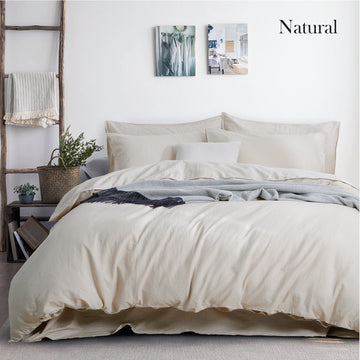 Luxurious Linen Cotton Quilt Cover Set - King Natural